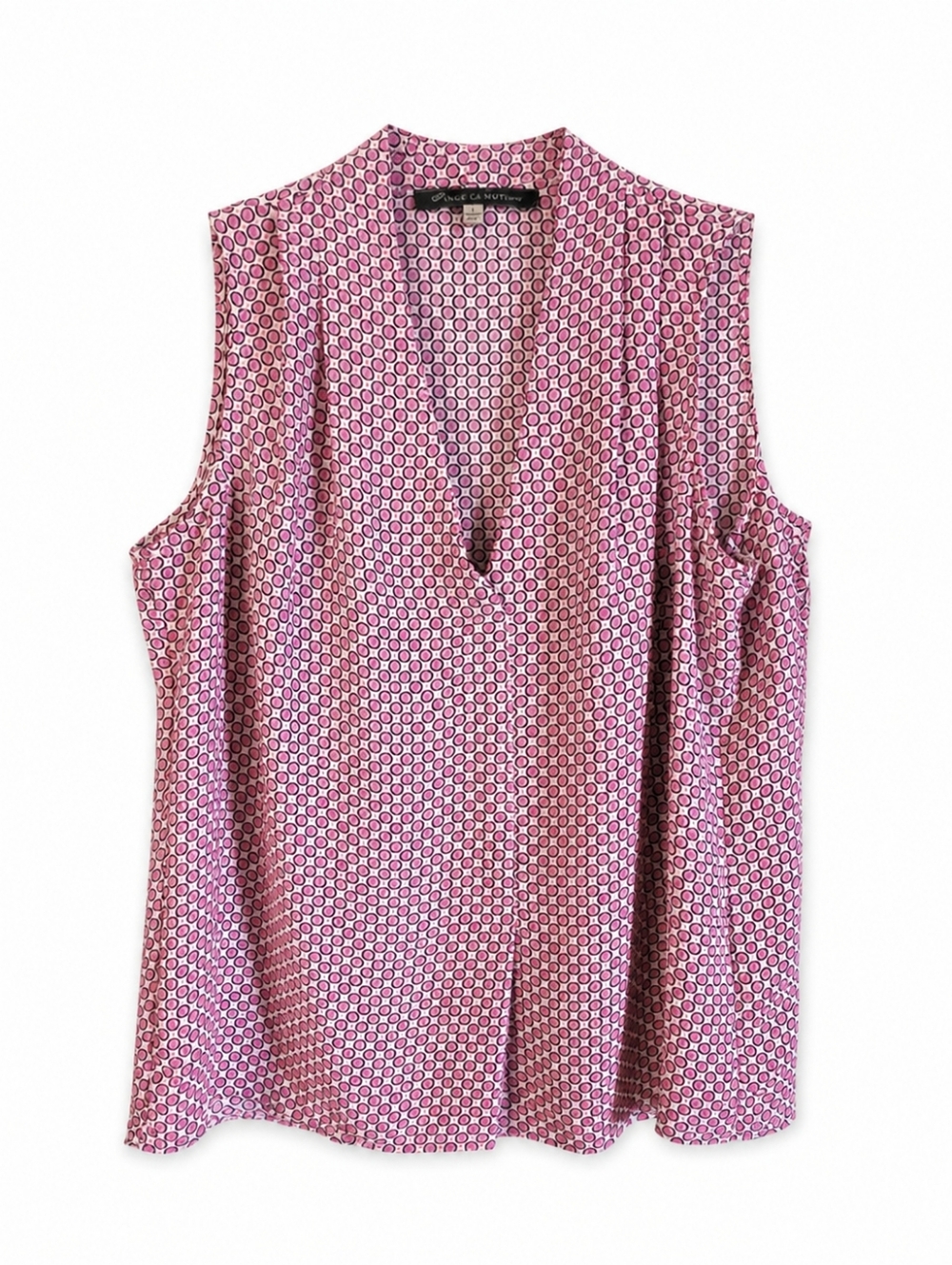 Rose & Olive Sleeveless Pink Geo Print V-Neck Top